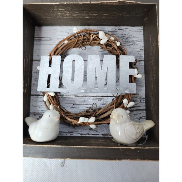 𝅺WOODEN Framed 3D Wall Art Home Doves Square Hanging Cottagecore Decor 6" x 6" - Picture 2 of 7